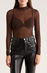 AFRM LOS ANGELES Zoe Mock Neck Mesh Top