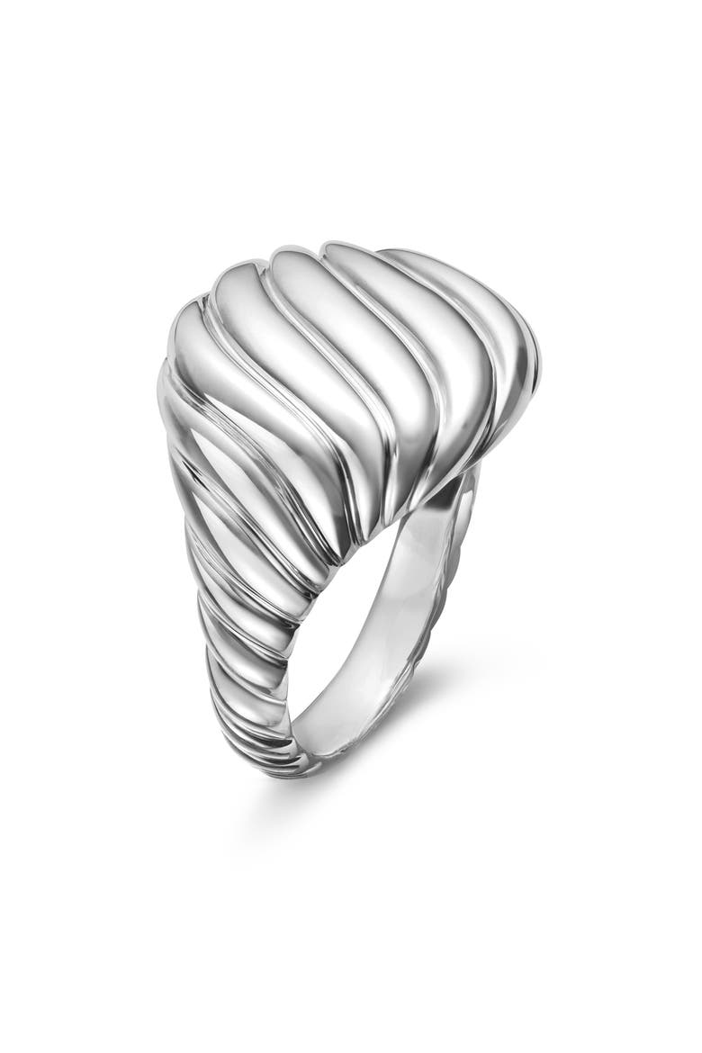 Sculpted Cable Pinky Ring in Sterling Silver, Alternate, color, STERLING SILVER