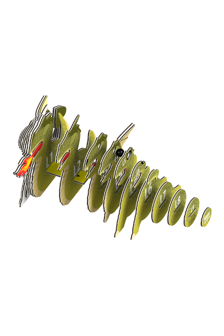Dragon 3D Puzzle, Alternate, color, No Color