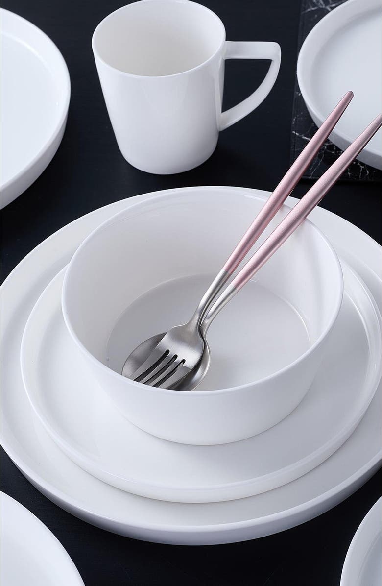 Stone Lain Madeline Bone China 16-Piece Dinnerware Set, Alternate, color, White