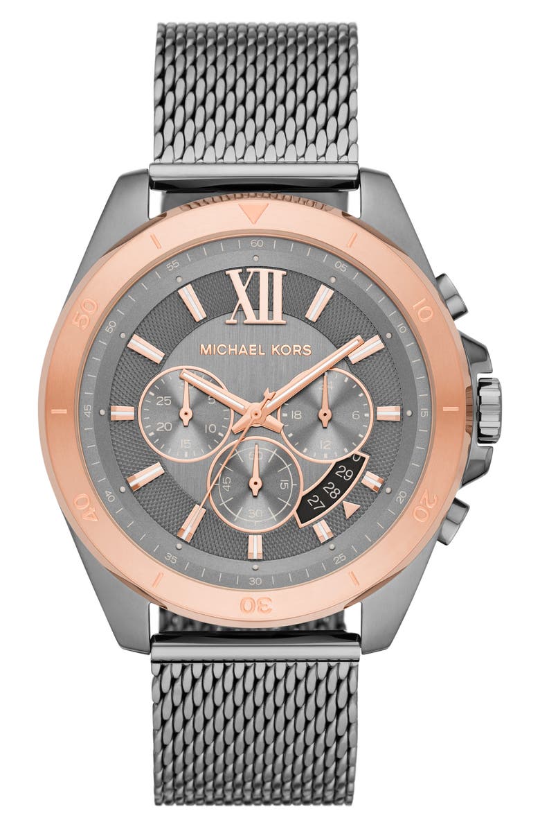 Michael Kors MICHAEL Michael Kors Brecken Chronograph Mesh Strap Watch, 45mm, Main, color, 