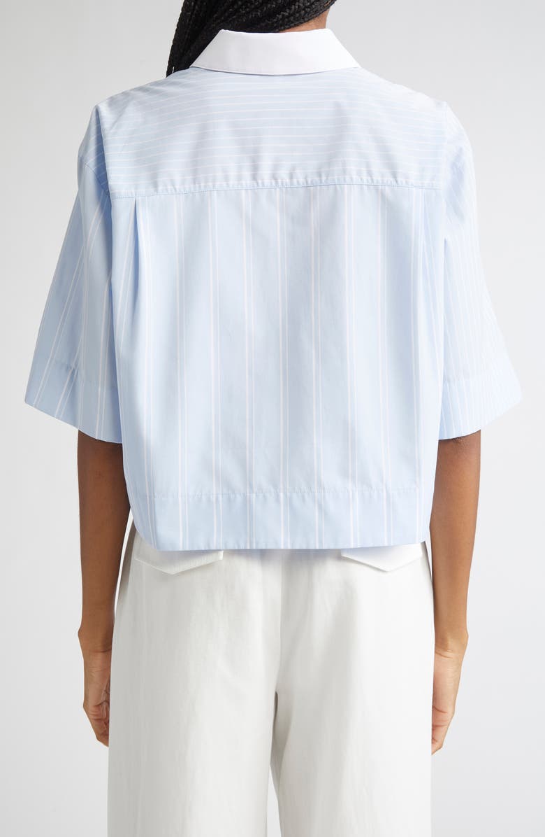 Lafayette 148 New York Montauk Stripe Cotton Crop Shirt, Alternate, color, Oxford Blue Multi