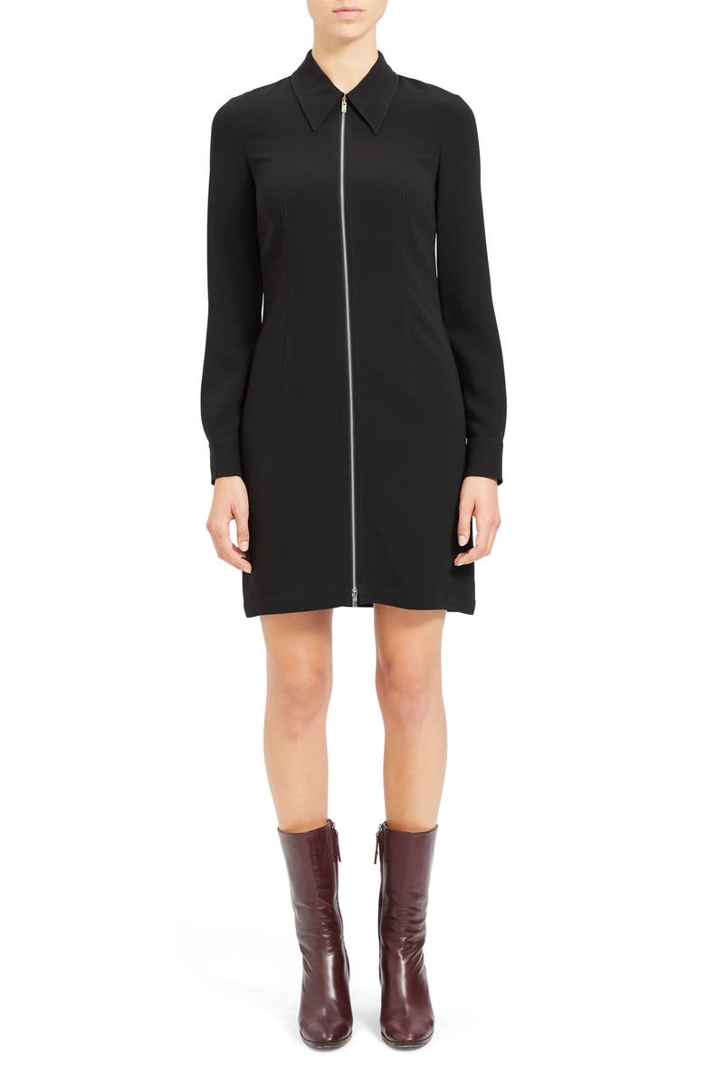 Theory Zip Front Long Sleeve Shirtdress, Alternate, color,