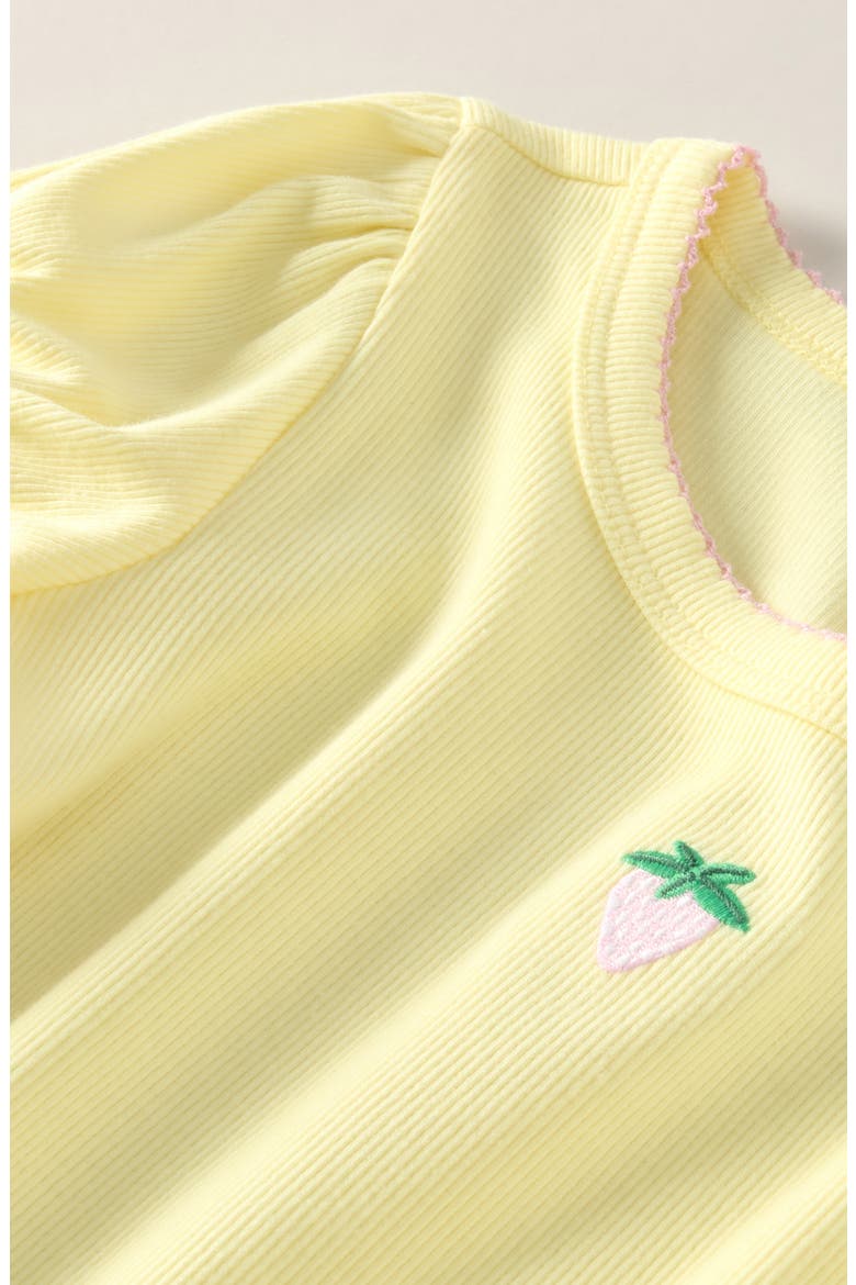 Kids' Rib Top, Alternate, color, YELLOW STRAWBERRY EMBROIDERY