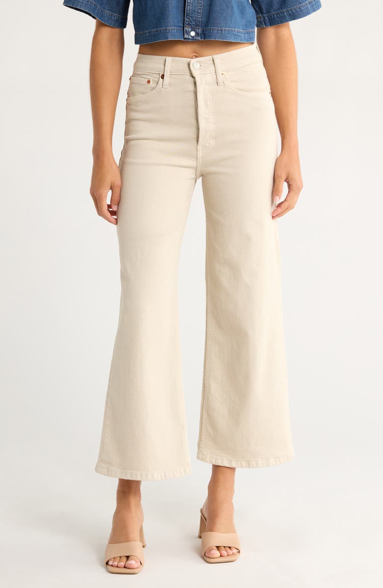 Re/Done High Waist Ankle Wide Leg Jeans, Main, color, Pebble