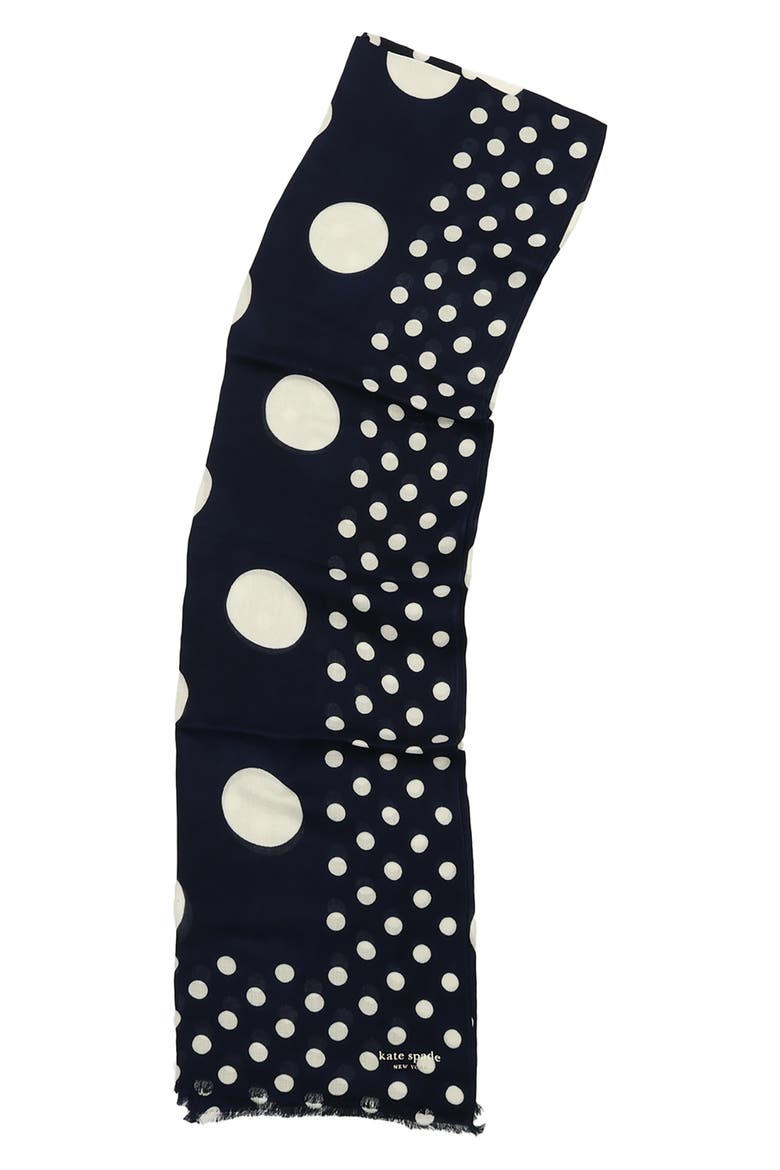 breezy dot oblong scarf, Alternate, color, PLANETARY NAVY/ CREAM