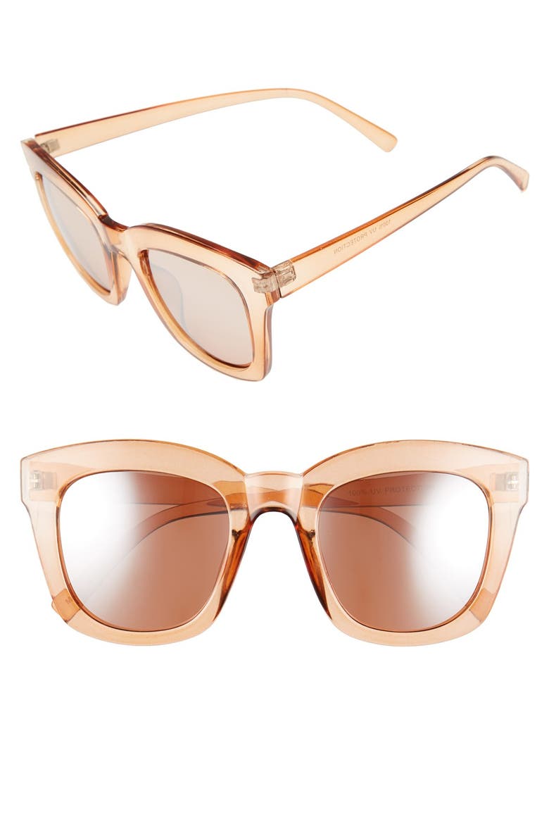 50mm Mirror Square Sunglasses, Main, color, ROSE GOLD