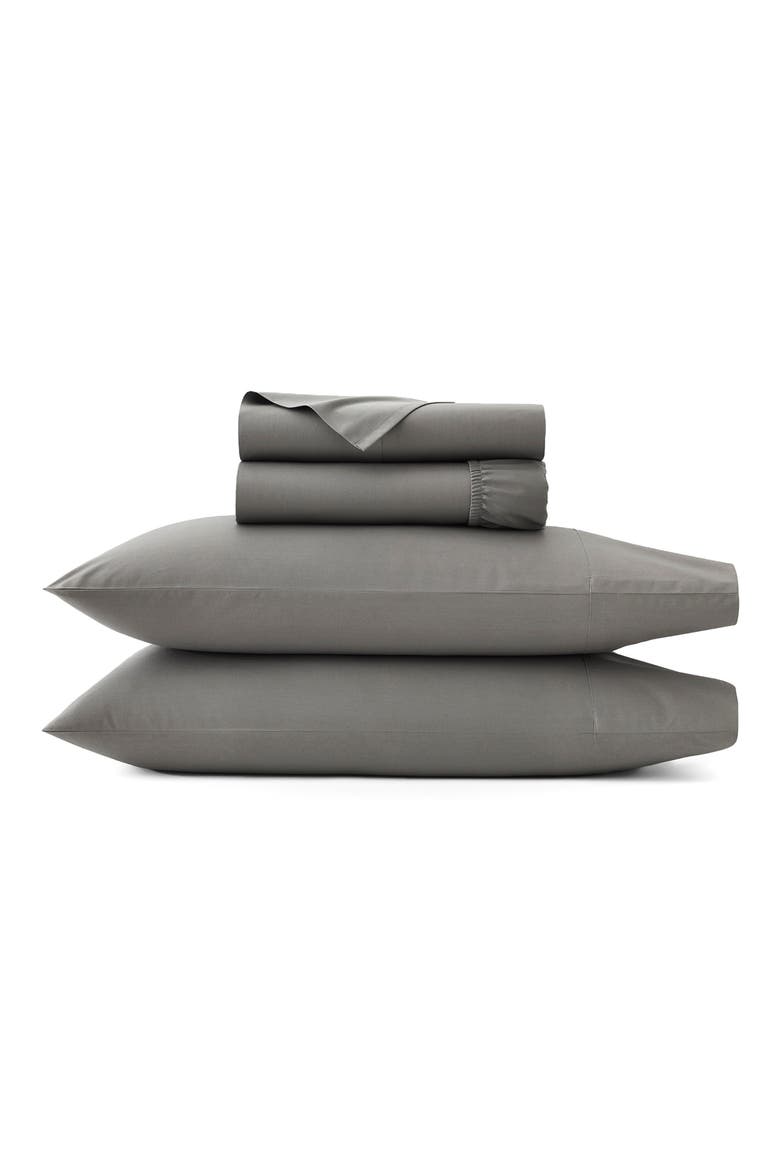 Percale Hemmed Sheet Set, Main, color, STONE