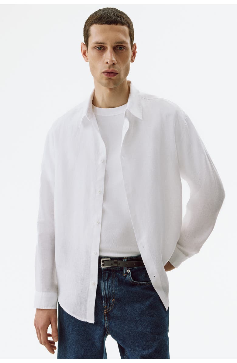 H&M Relaxed-fit linen shirt, Main, color, White