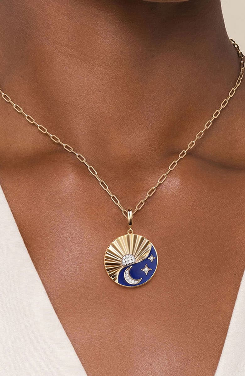 Gabriel & Co. Sun & Moon Diamond Charm, Alternate, color, Two Tone