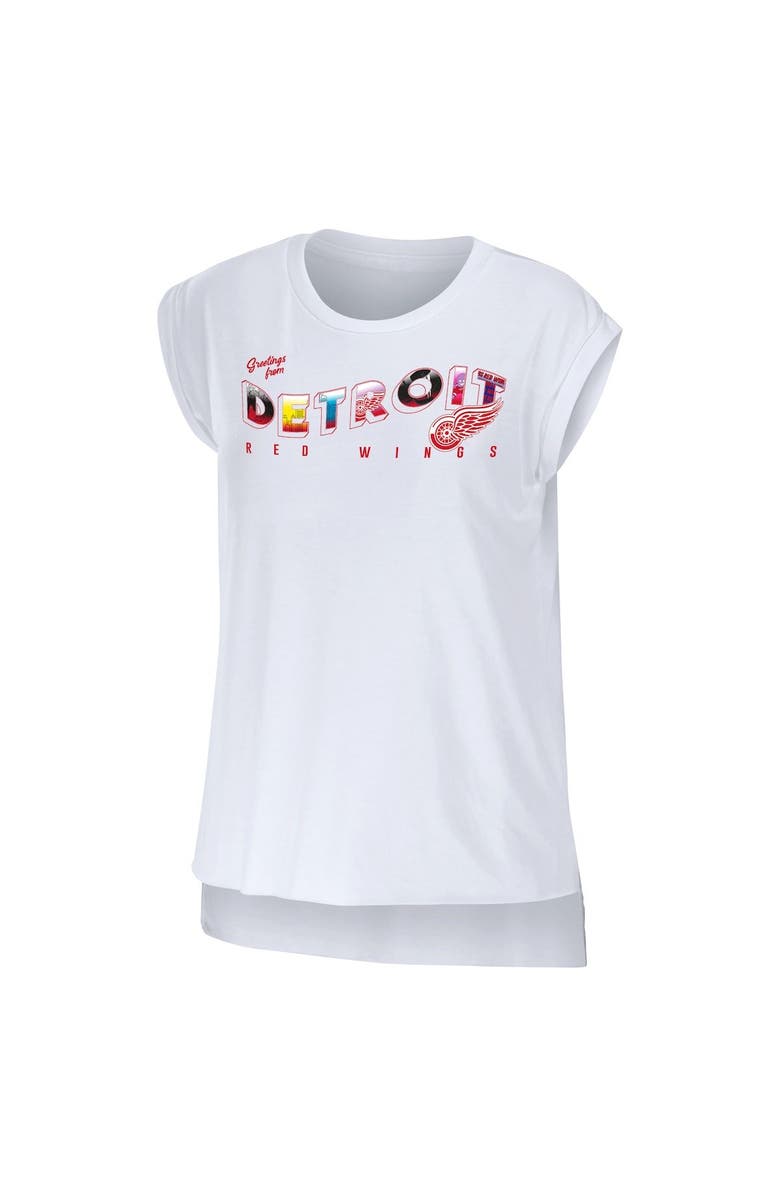 WEAR by Erin Andrews Women's WEAR by Erin Andrews White Detroit Red Wings Greetings From Muscle T-Shirt, Alternate, color, White