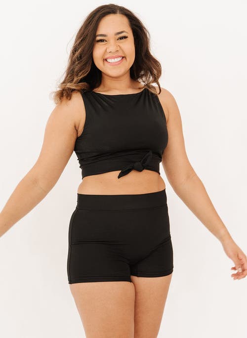 Lime Ricki Swimwear Knotted Crop Top In Black