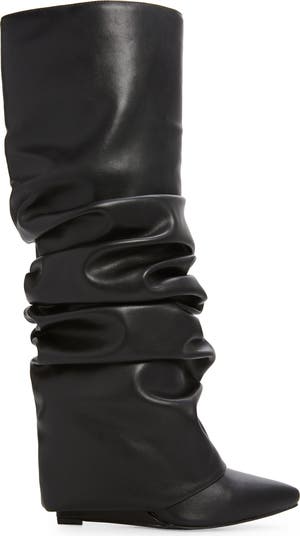 Zumma Foldover Slouch Pointed Toe Wedge Boot