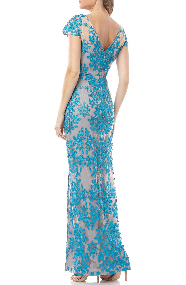 JS Collections Leaf Embroidered Evening Dress, Alternate, color, 