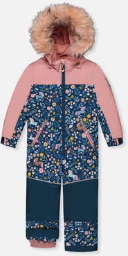 Deux par Deux Discover Unicorn Detachable Hood One Piece Snowsuit