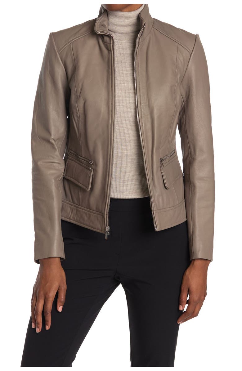 Cole Haan Wing Collar Leather Jacket, Main, color,