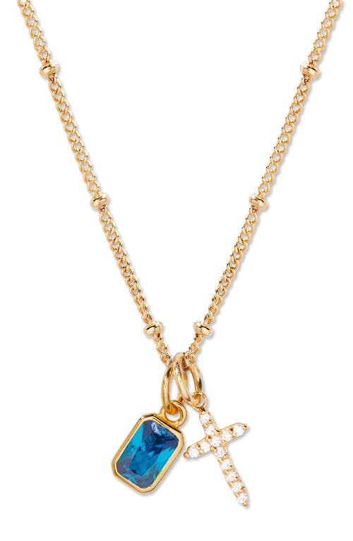 Brook and York Josephine Cross & Birthday Pendant Necklace in Gold December 