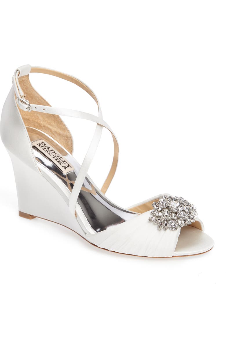 Badgley Mischka Collection Badgley Mischka Tacey Embellished Strappy Wedge Sandal, Main, color,