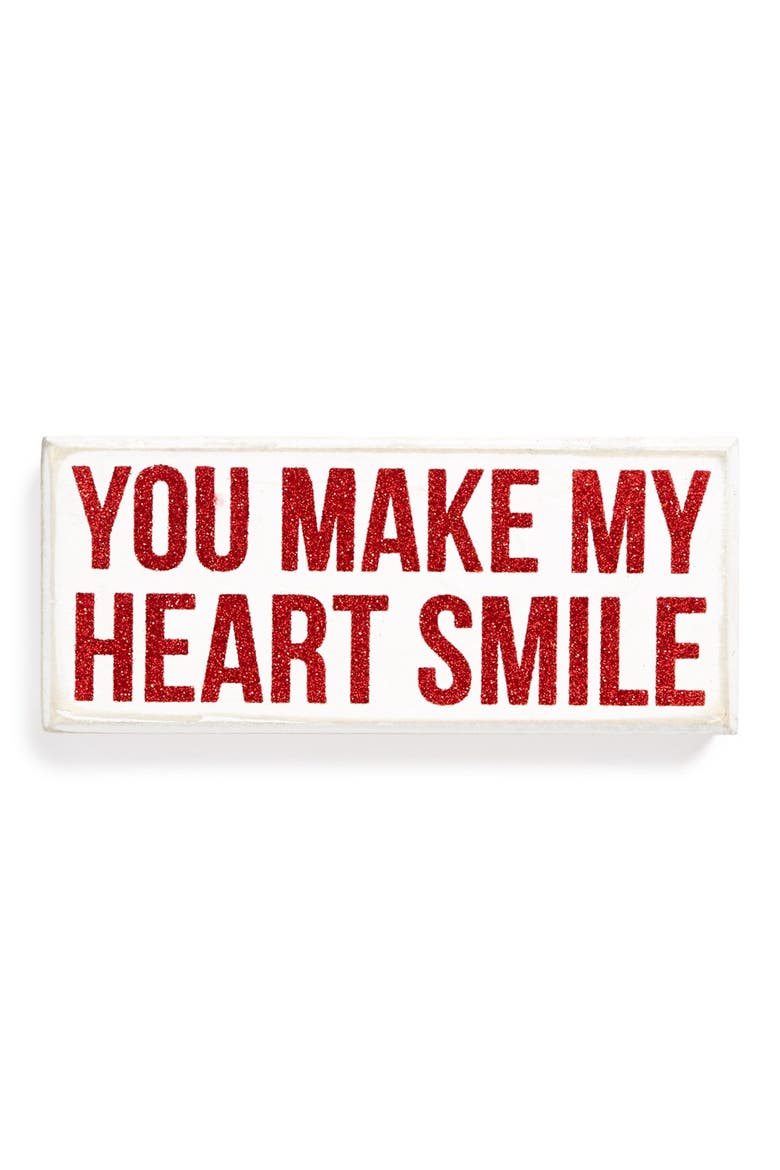 'Smile' Box Sign, Main, color, BLACK