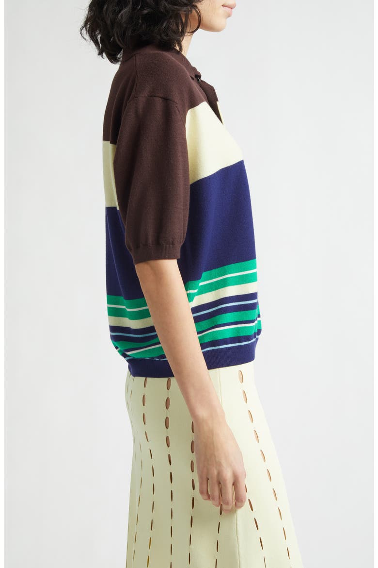 Luke Stripe Merino Wool Polo, Alternate, color, RUST MULTI