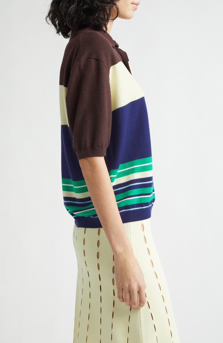 ZANKOV Luke Stripe Merino Wool Polo, Alternate, color, Rust Multi