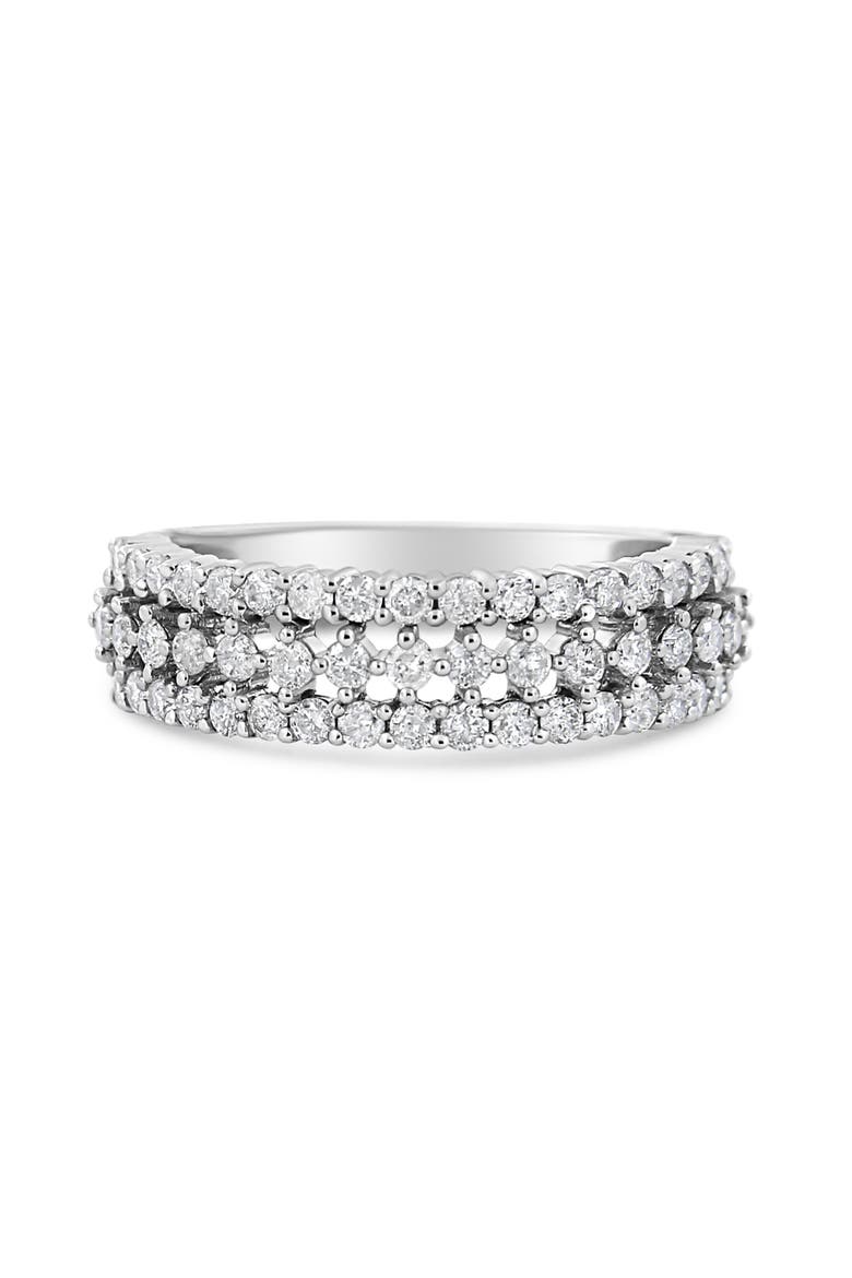 14K White Gold 1.0 Cttw Diamond Three Row Band Ring, Alternate, color, White