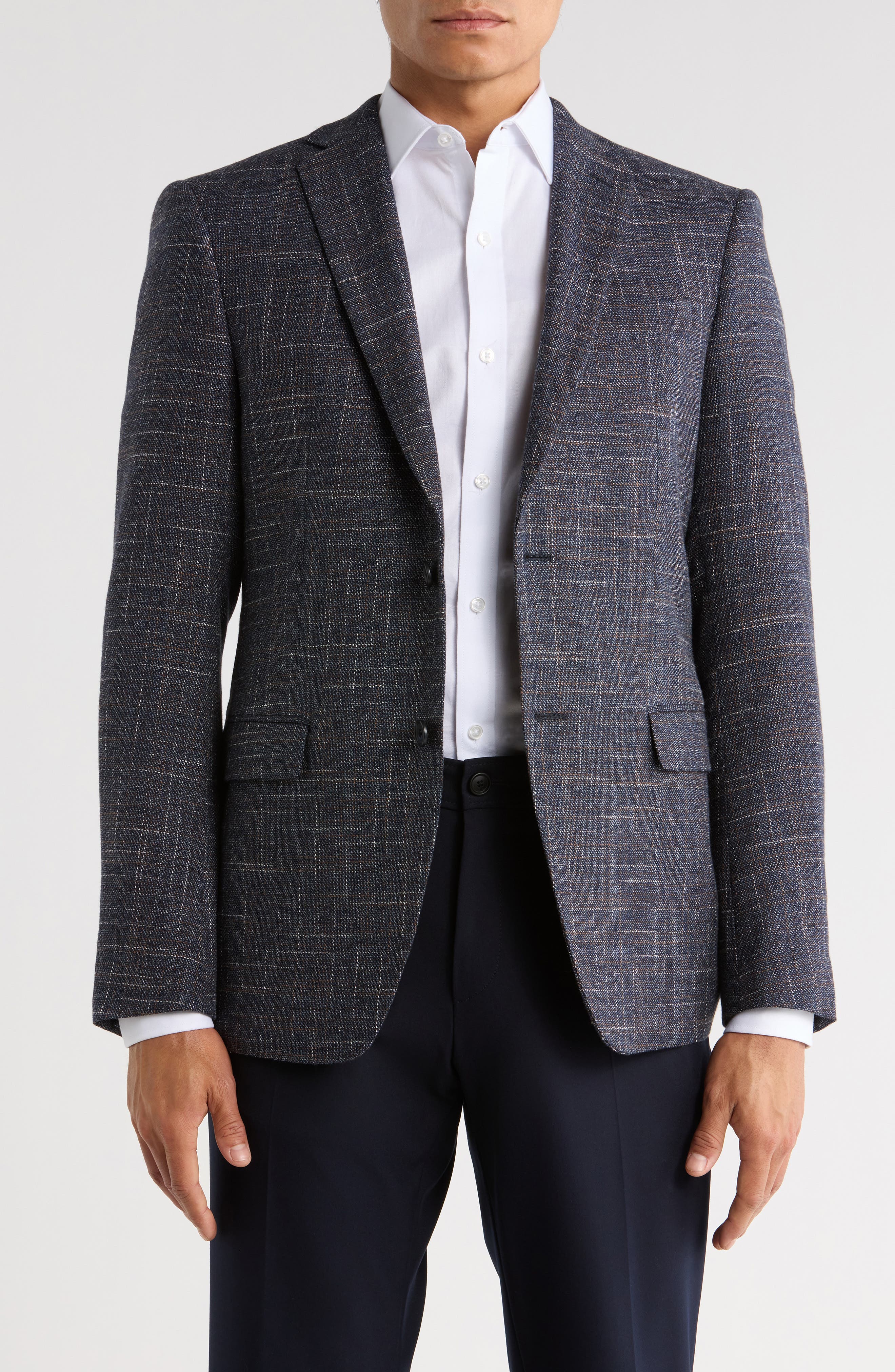 John Varvatos Star USA Plaid Knit Sport Coat