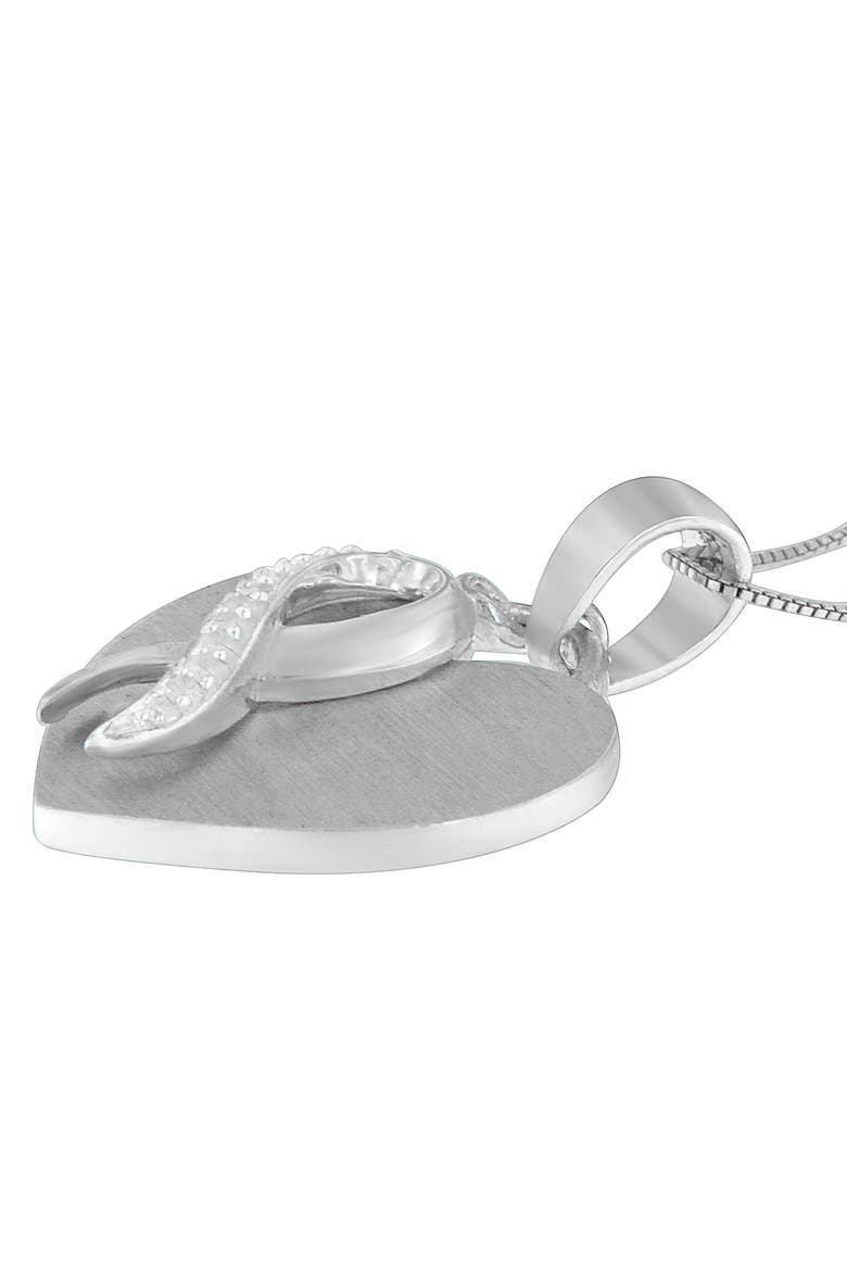 Silver 1/10 cttw Diamond Heart Pendant Necklace, Alternate, color, White