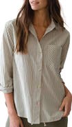 Marine Layer Jane California Relaxed Stripe Cotton Poplin Button-Up Shirt