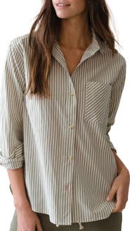 Marine Layer Jane California Relaxed Stripe Cotton Poplin Button-Up Shirt