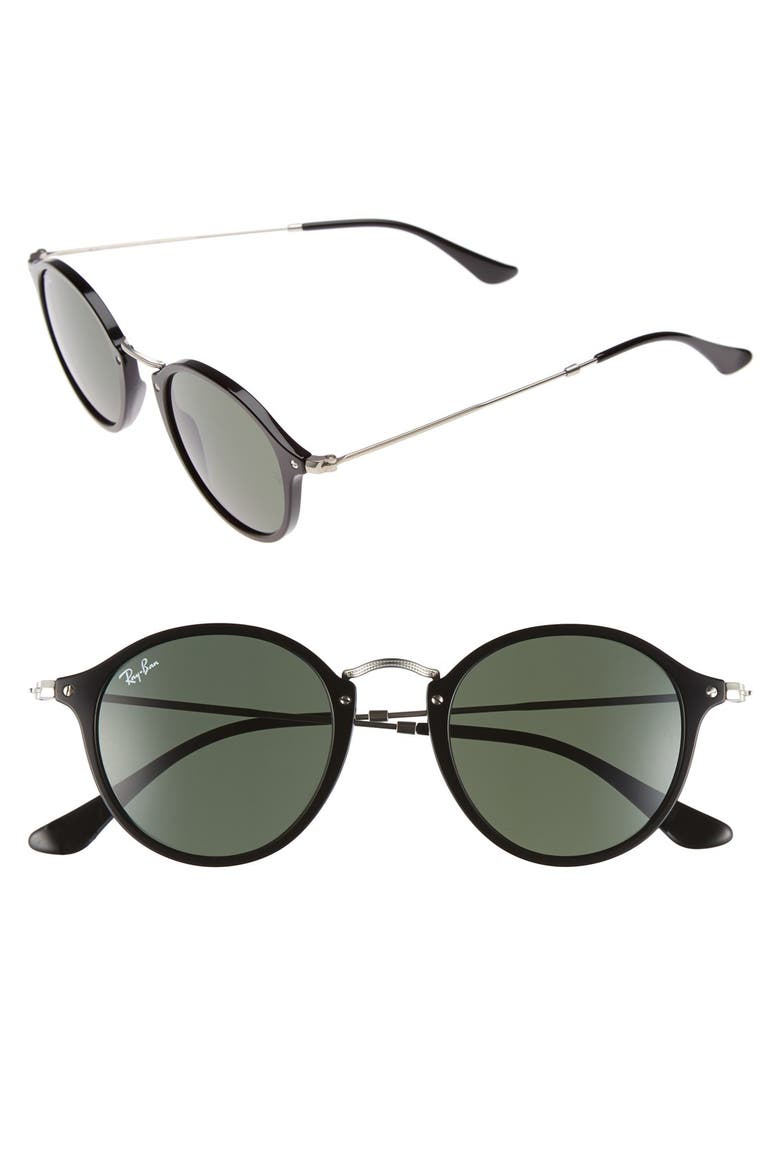 49mm Retro Sunglasses, Main, color, BLACK/ GREEN