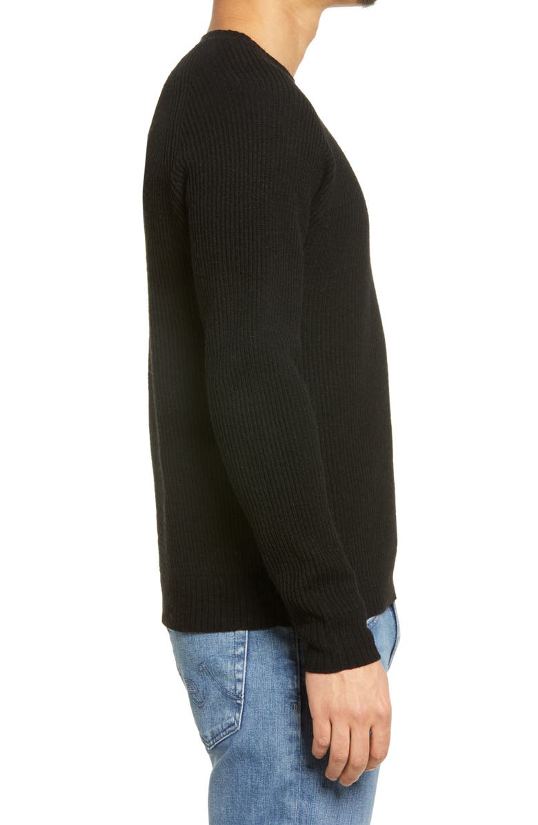 Schott NYC Ribbed Wool Blend Sweater, Alternate, color, Black
