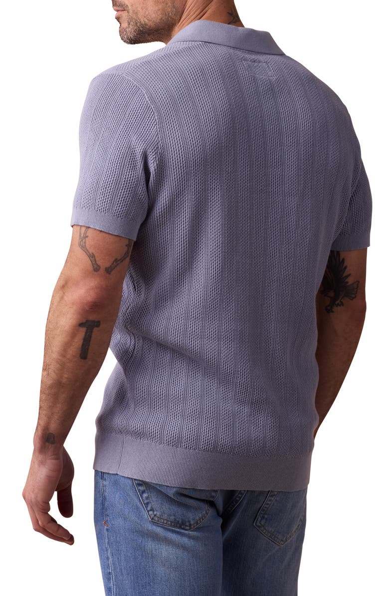 The Normal Brand Robles Textured Knit Polo, Alternate, color, Faded Denim