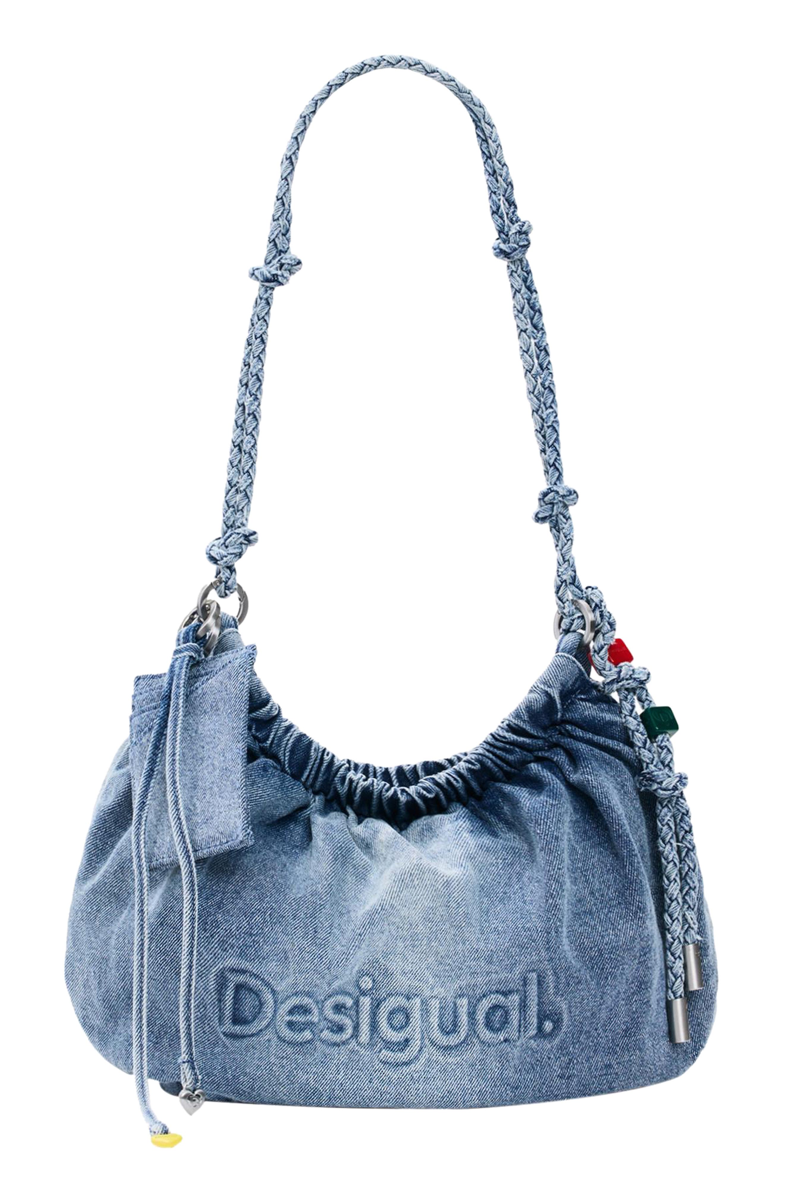 Desigual Denim Shoulder Bag, Main, color, Light Blue