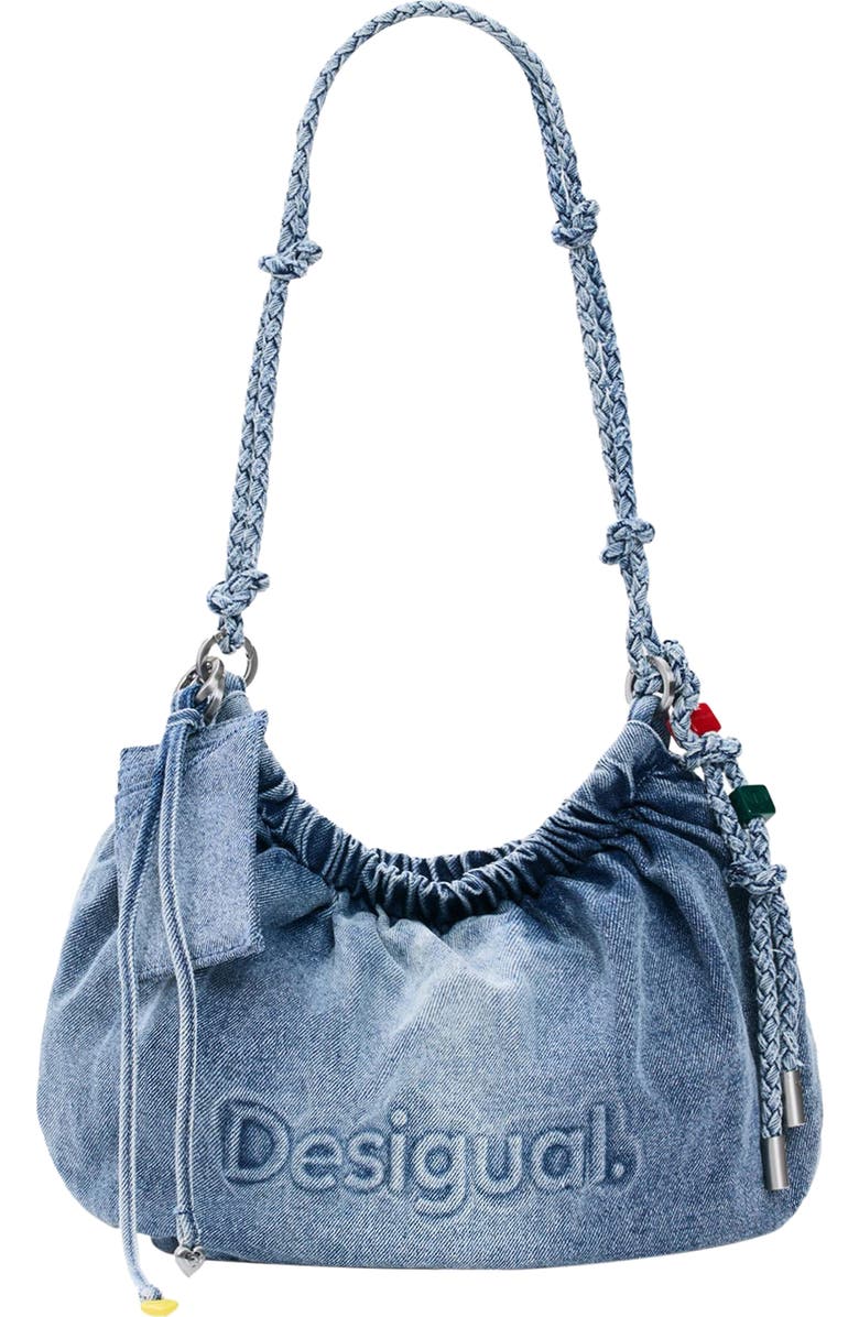 Desigual Denim Shoulder Bag, Main, color, Light Blue