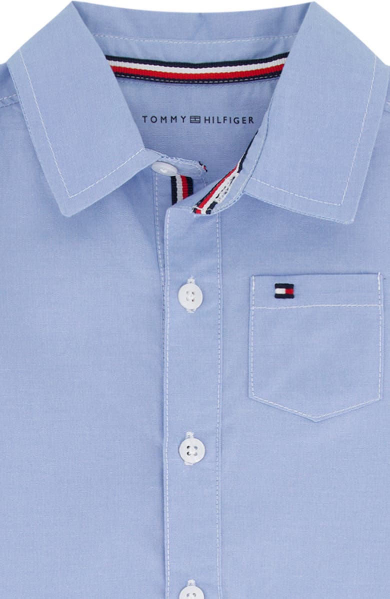 Tommy Hilfiger Logo Print Chambray Romper, Alternate, color, Blue