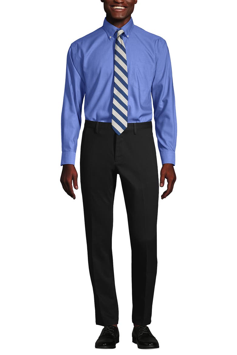 School Uniform  Tailored Fit No Iron Solid Supima Cotton Pinpoint Buttondown Collar Dress Shirt, Alternate, color, Light French Blue