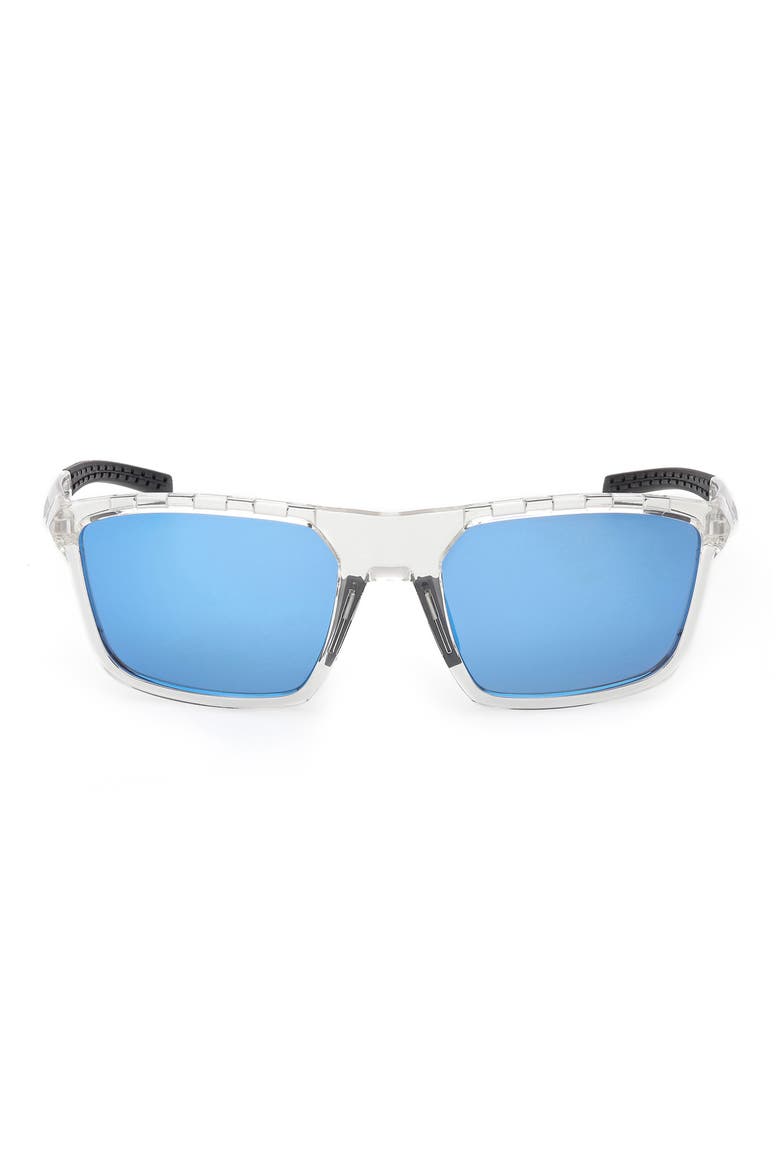 57mm Navigator Sunglasses, Main, color, CRYSTAL / BLUE MIRROR