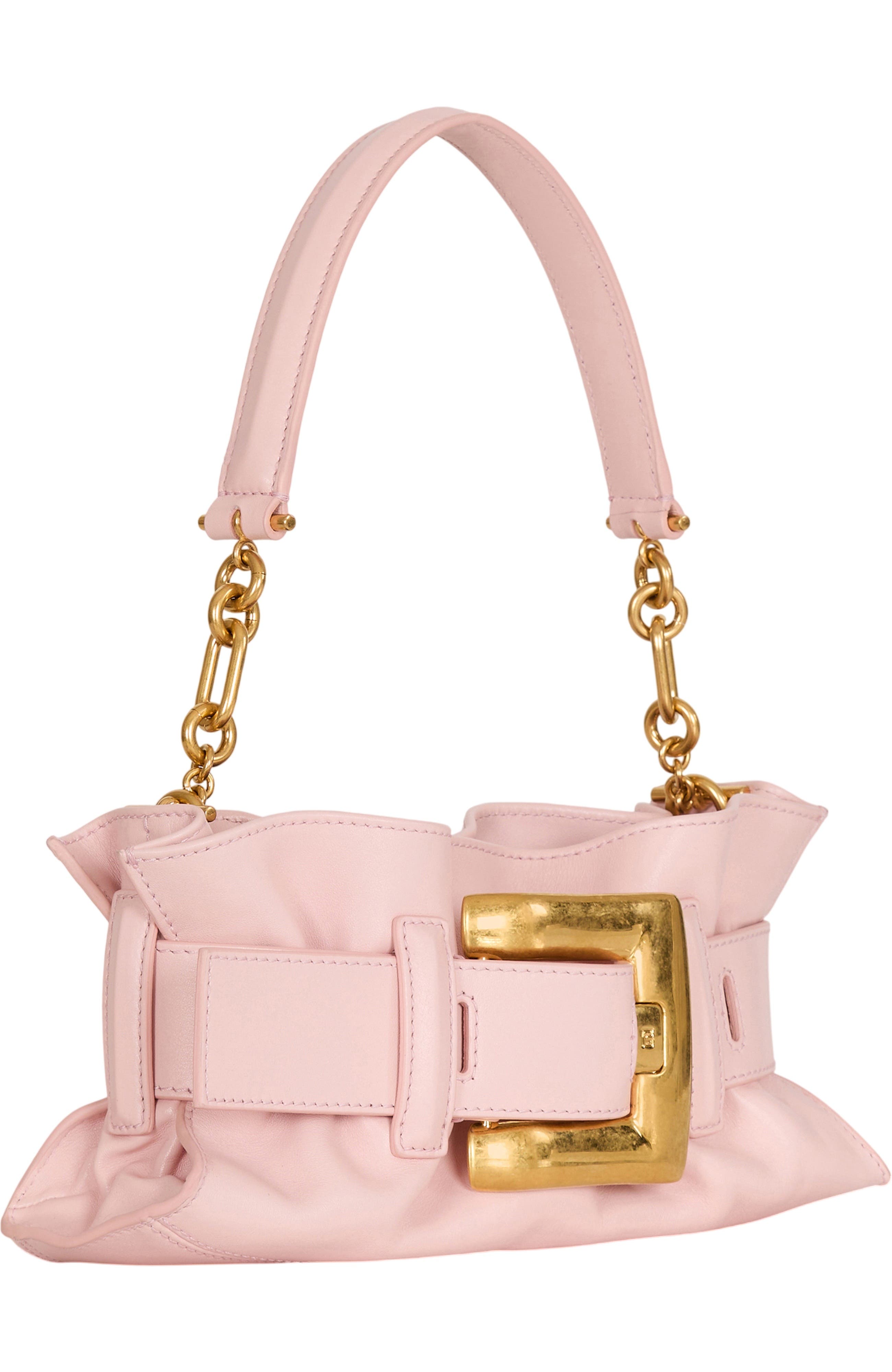 Balmain Mini Anthem bag in smooth leather, Alternate, color, Pink