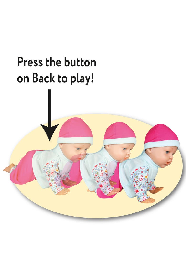 12 Inch Crawling Baby Doll, Pink and Blue, Interactive Doll, Kids 2+, Alternate, color, Multicolored
