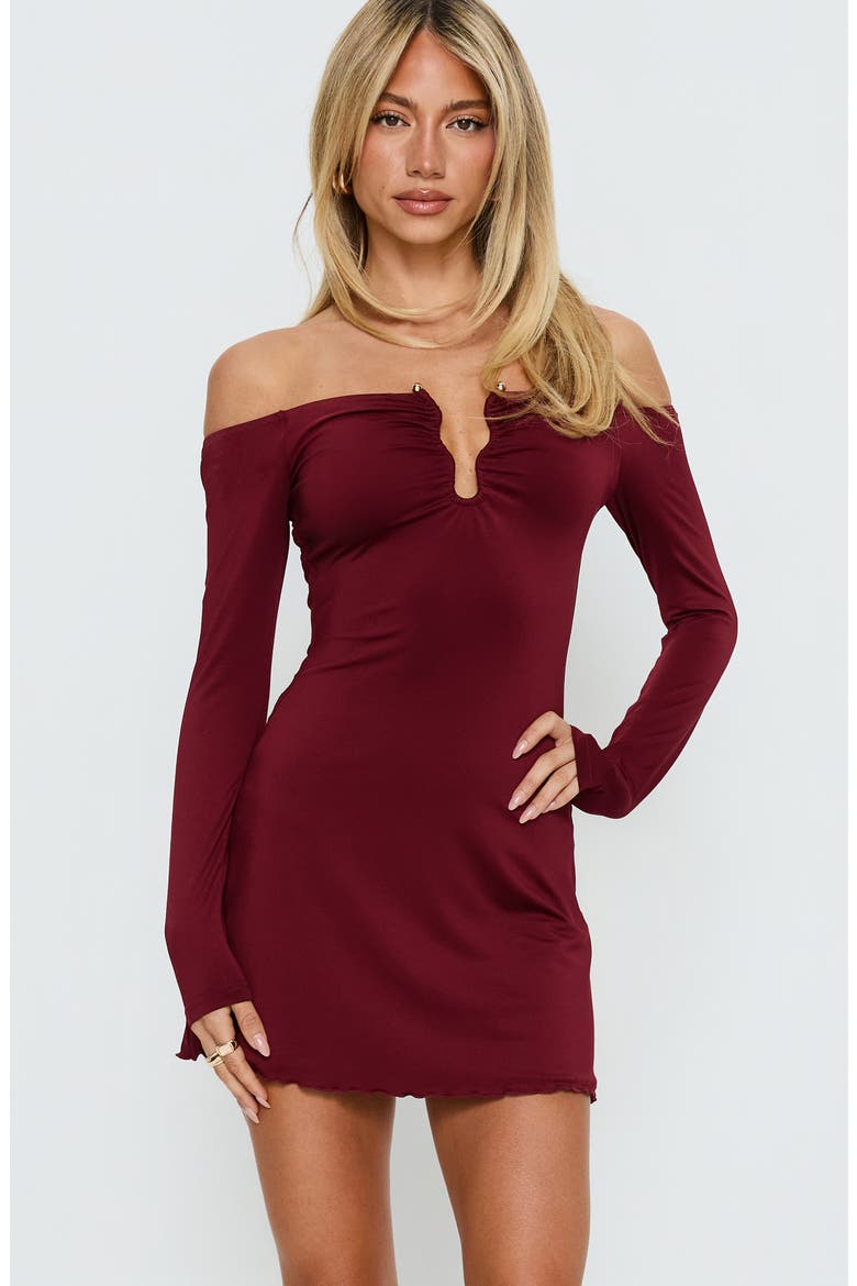 Imeralda Hardware Off the Shoulder Minidress, Alternate, color, RED