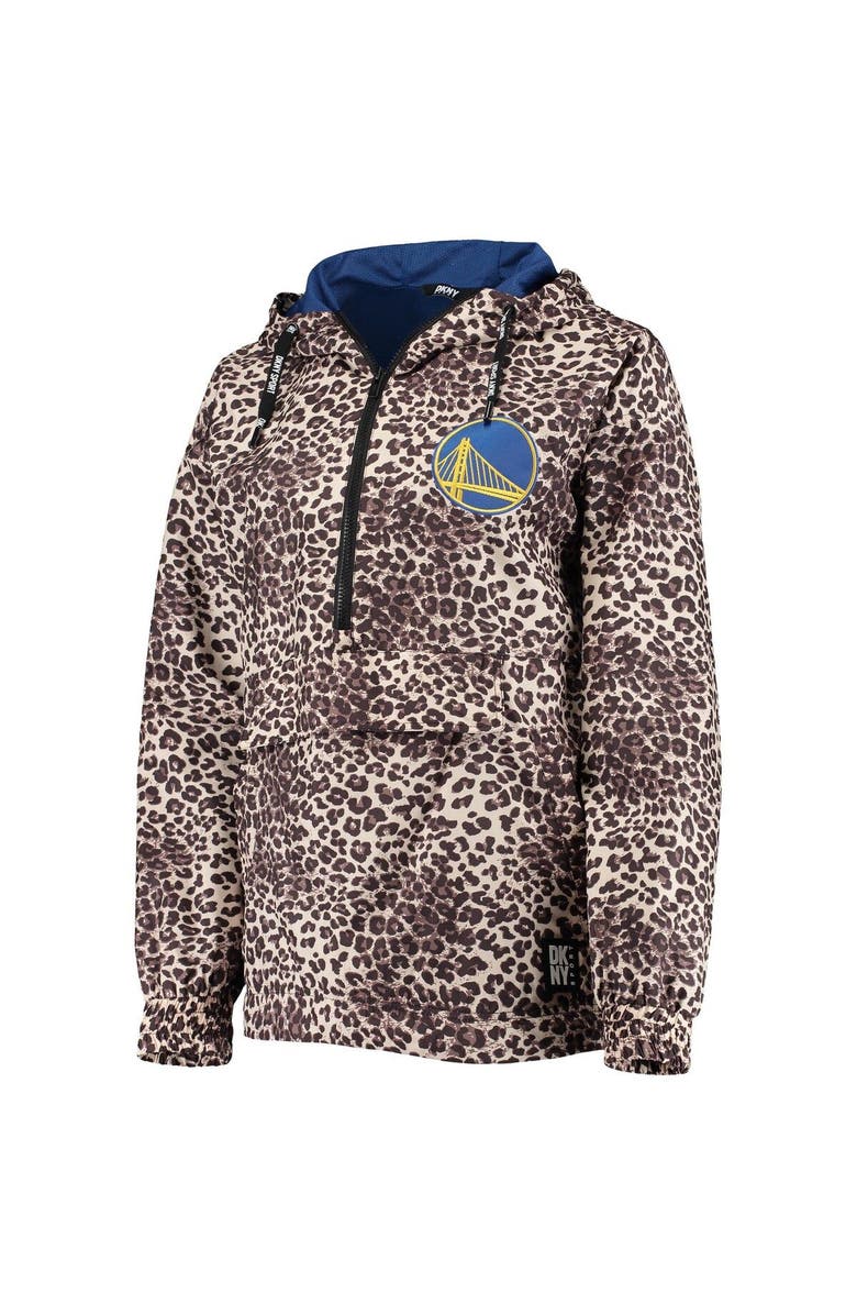 DKNY SPORT Women's DKNY Sport Leopard Golden State Warriors Gabriella Windbreaker Half-Zip Hoodie, Alternate, color, 