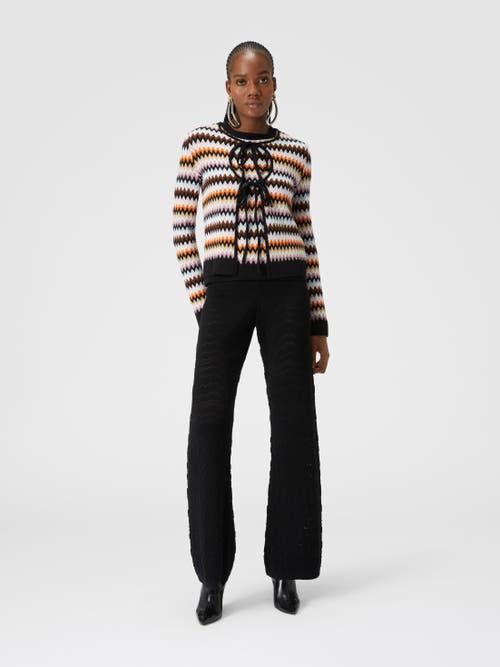 Missoni Striped Wool Knit Self-tie Cardigan In Multicoloured