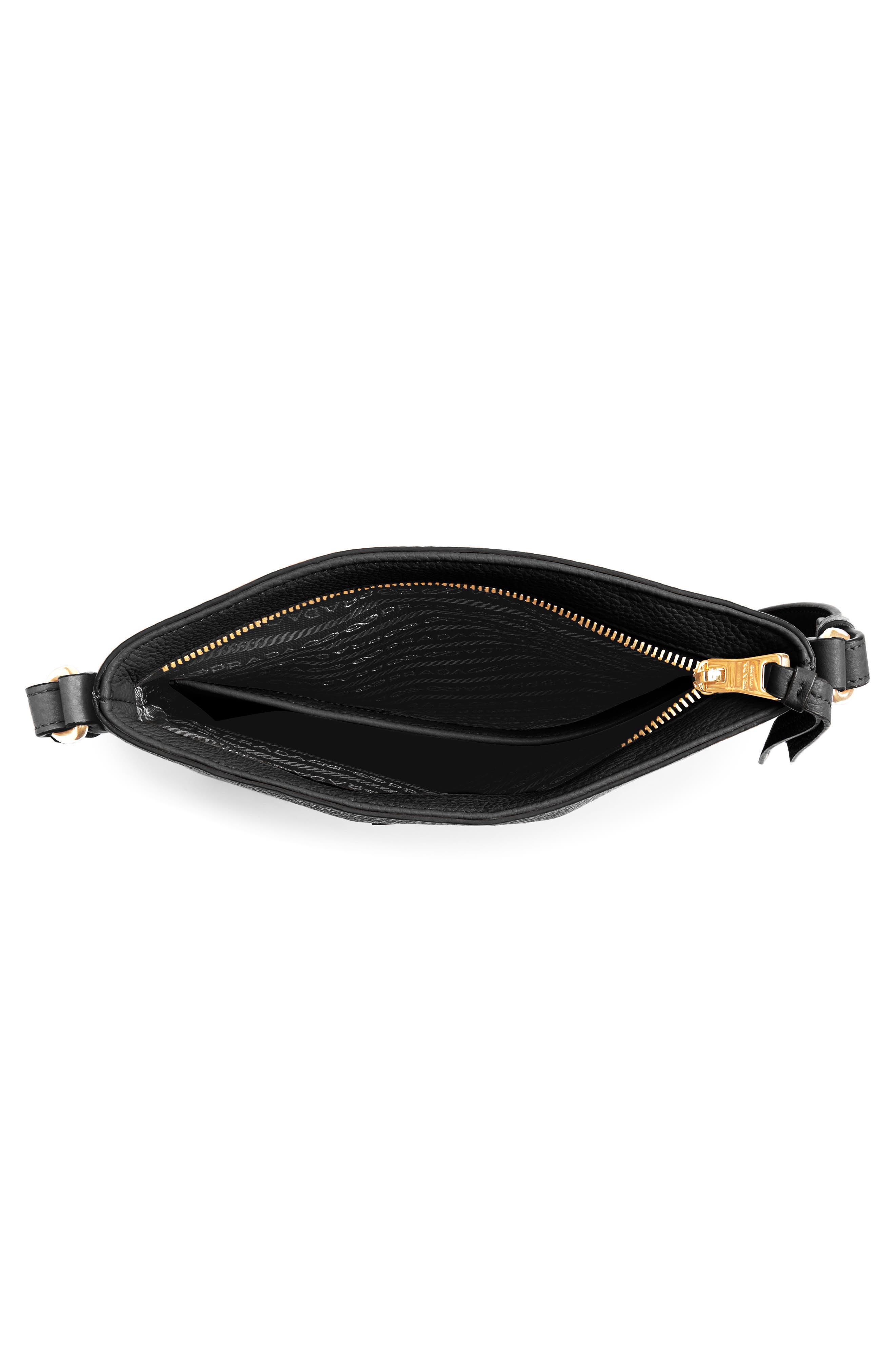 Prada Daino Leather Flat Crossbody Bag, Alternate, color, 