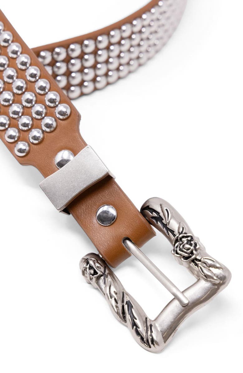 mnml Studded Leather Belt, Alternate, color, Brown