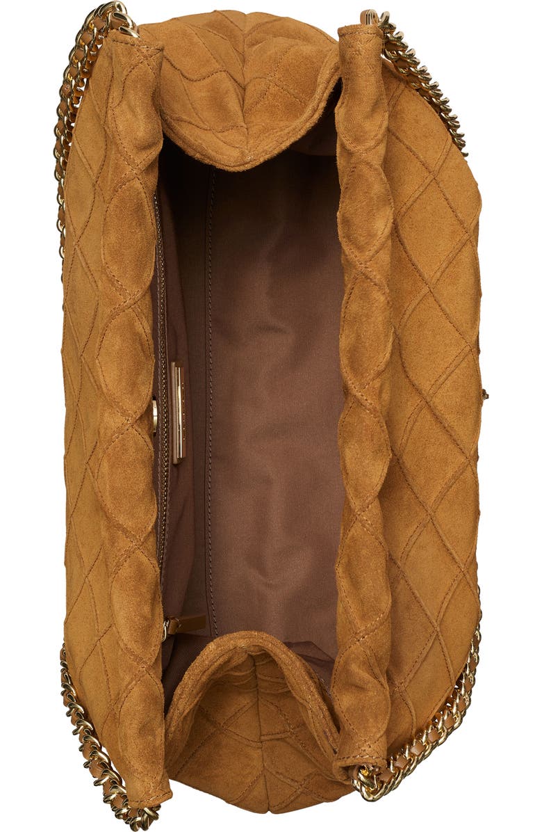 Tory Burch Fleming Soft Suede Hobo Bag, Alternate, color, Chicory Brown