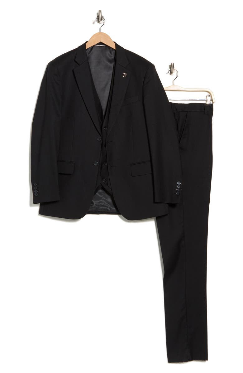 ZEGARIE Black Mélange 3-Piece Suit, Alternate, color, Black