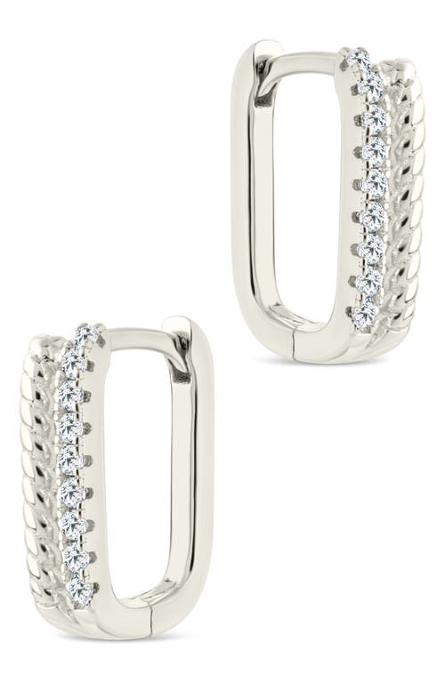 Sterling Forever Cori Cubic Zirconia Rectangular Huggie Hoop Earrings In Silver