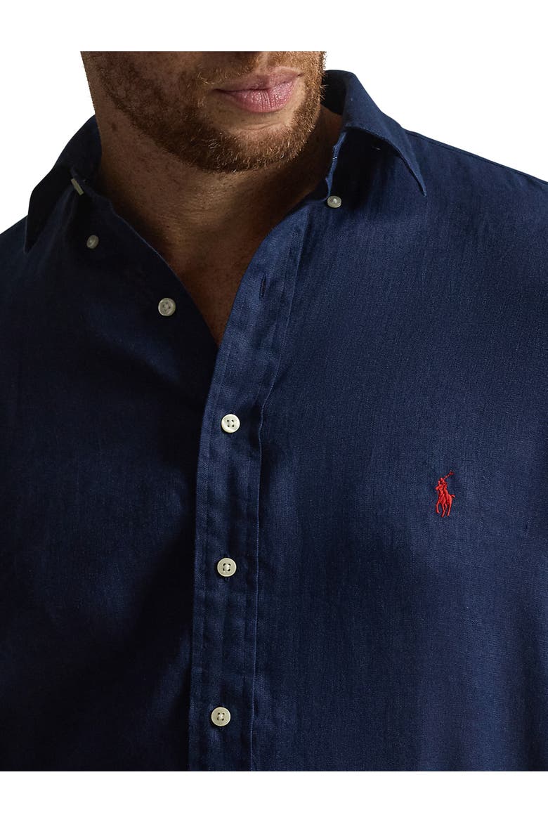Big & Tall Linen Sport Shirt V2, Alternate, color, NEWPORT NAVY