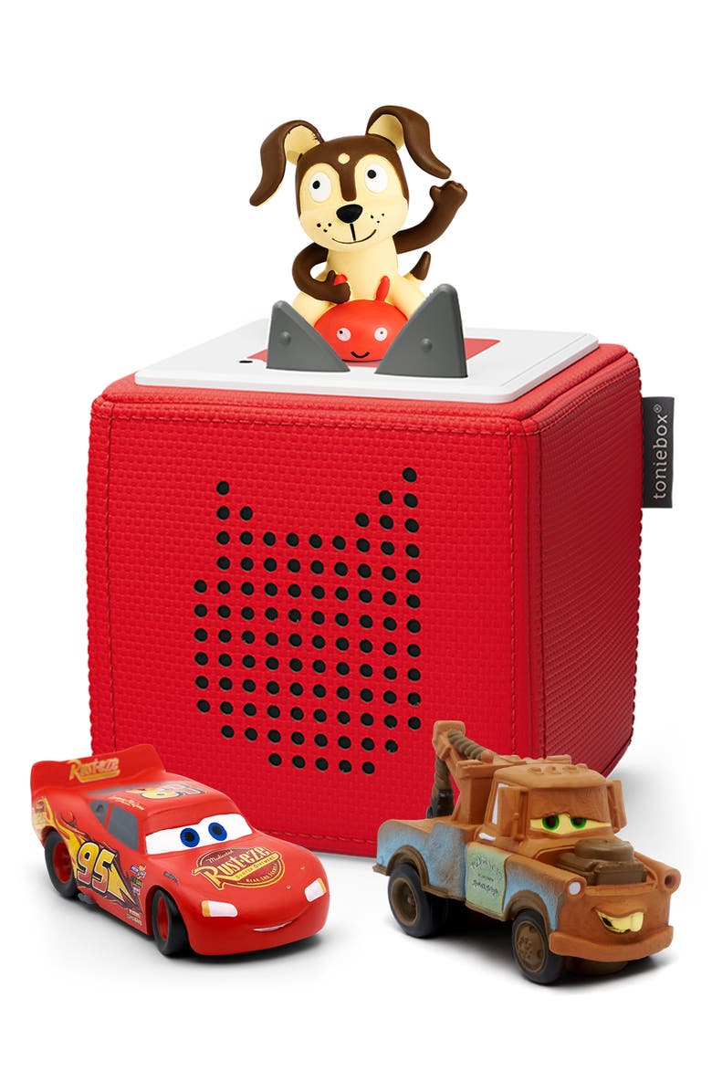 tonies Red Toniebox Playtime Puppy Starter Set & Pixar<sup>®</sup> Cars 2-Pack McQueen & Mater Audio Character Bundle, Main, color, Multicolor